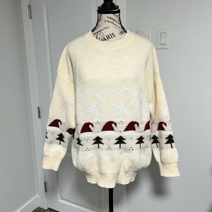 Mens drop shoulder Christmas knit sweater - M